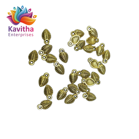 leaf desing , Anitque Metal Gold Beads, For Jewelry ,Bracelet ,Necklace , Saree Tassels Making Sold By 40 Gram (Approx 170 Beads )