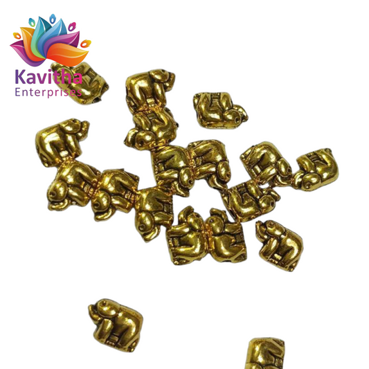 6MM, Anitque Metal Gold Elephant Beads, For Jewelry ,Bracelet ,Necklace , Saree Tassels Making Sold By 40 Gram (Approx 160 Beads )