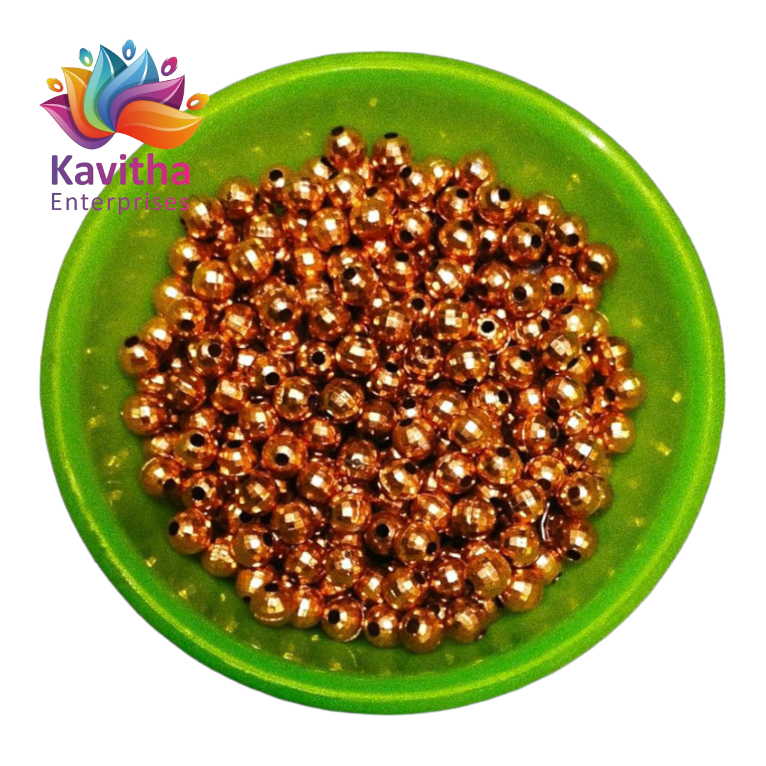 Coper Colour Plastic Beads 6mm  For Saree Tassels , Saree Kuchu ,Craft ( 50 gram ) CB22