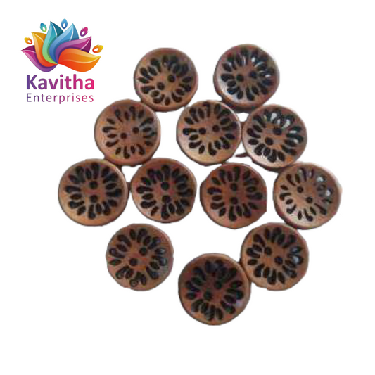 Pierced Flower Wood Buttons 30mm Sewing Craft  Pack of12 Pices