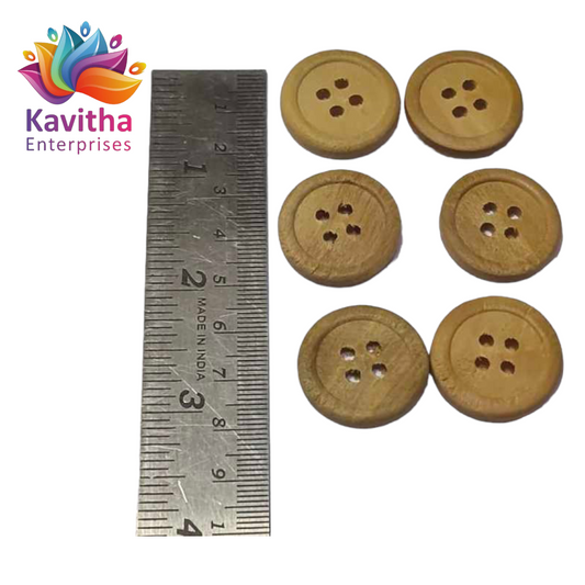 Natural 4 Hole Scrapbooking Sewing Wood Buttons (Pack of 12 Pices)