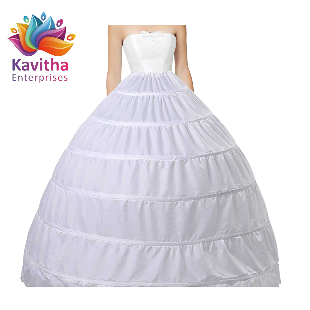 Women's 3 Hoops Skirt for Ball Gown and Bridle Lehengas (White_Free Size)