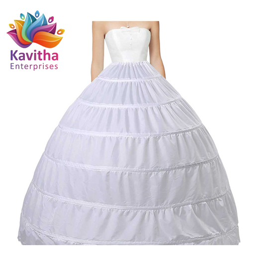 Women's 6 Hoops Skirt for Ball Gown and Bridle Lehengas (White_Free Size)