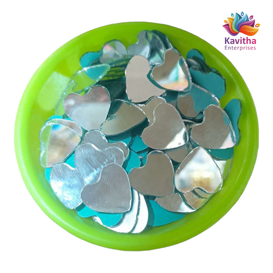 1.75 cm Heart Shape Mirror kit for Lippan Art, Jewellery Making, Other Art & Craft Work ( 50 Gram / 100 pcs )