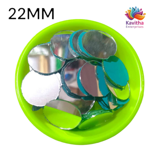 Round Shape Mirror for Lippan Art , Embroidery Works Art and Craft, Decoration Material (22MM,White ) ( 50 Gram 55 Pieces )