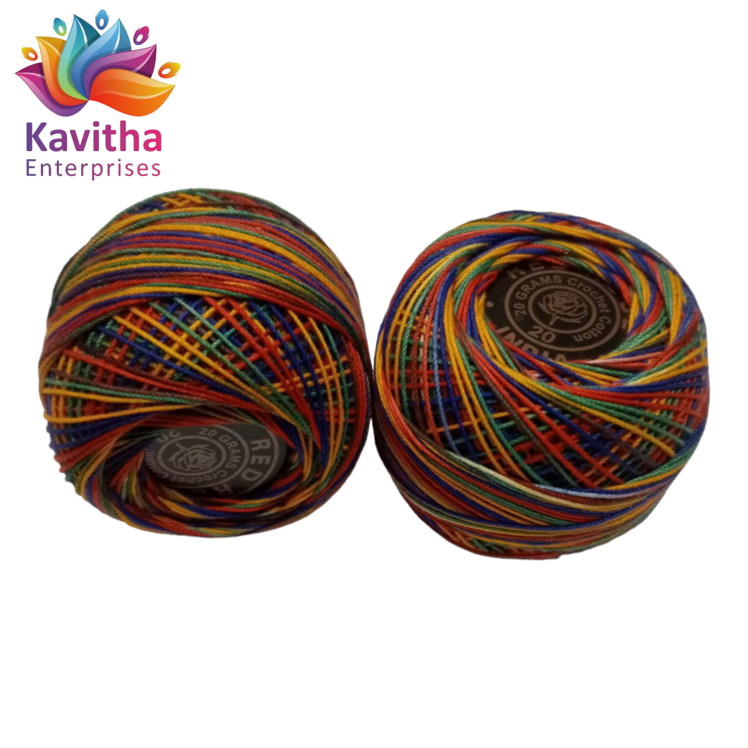 **Red Rose Tatting Crochet Threads - Dark Multi Colour (1 Ball, 20g ...