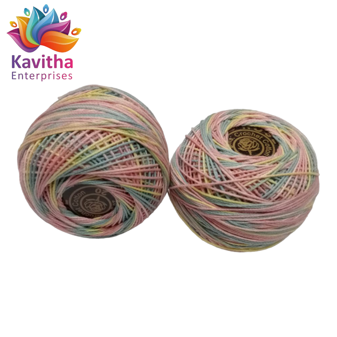**Red Rose Tatting Crochet Threads - Light Multi Colour (1 Ball, 20g ...