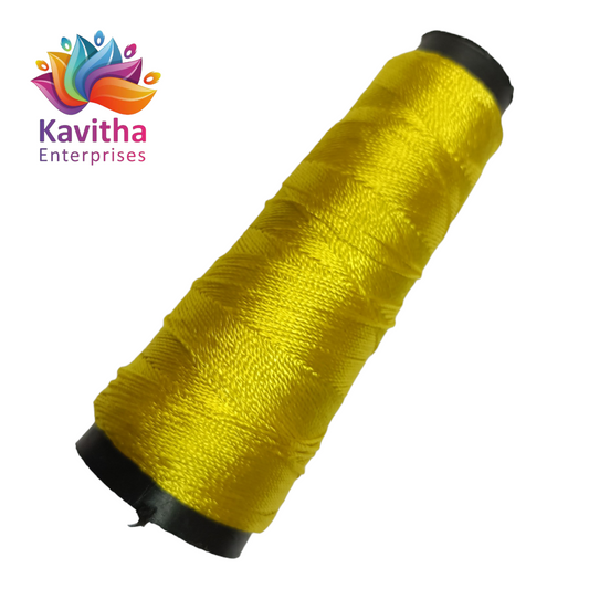 Kamal Kahdi Crochet Cone Threads, Yellow Color, Pack of 1 Cones