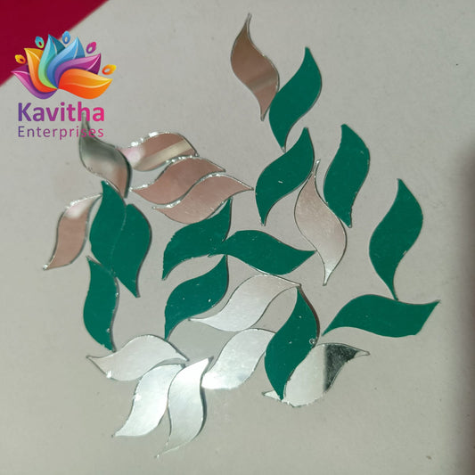 Leaf Shape Mirror for Embroidery Works, Lippan art work Qty - 130 pcs, Art and Craft,Decorative Material