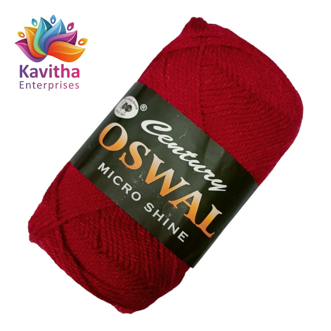 Oswal Micro Shine Wool Yarn – 100gms Red Colour