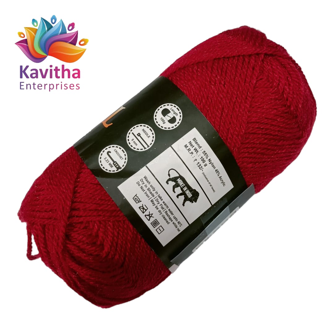 Oswal Micro Shine Wool Yarn – 100gms Red Colour