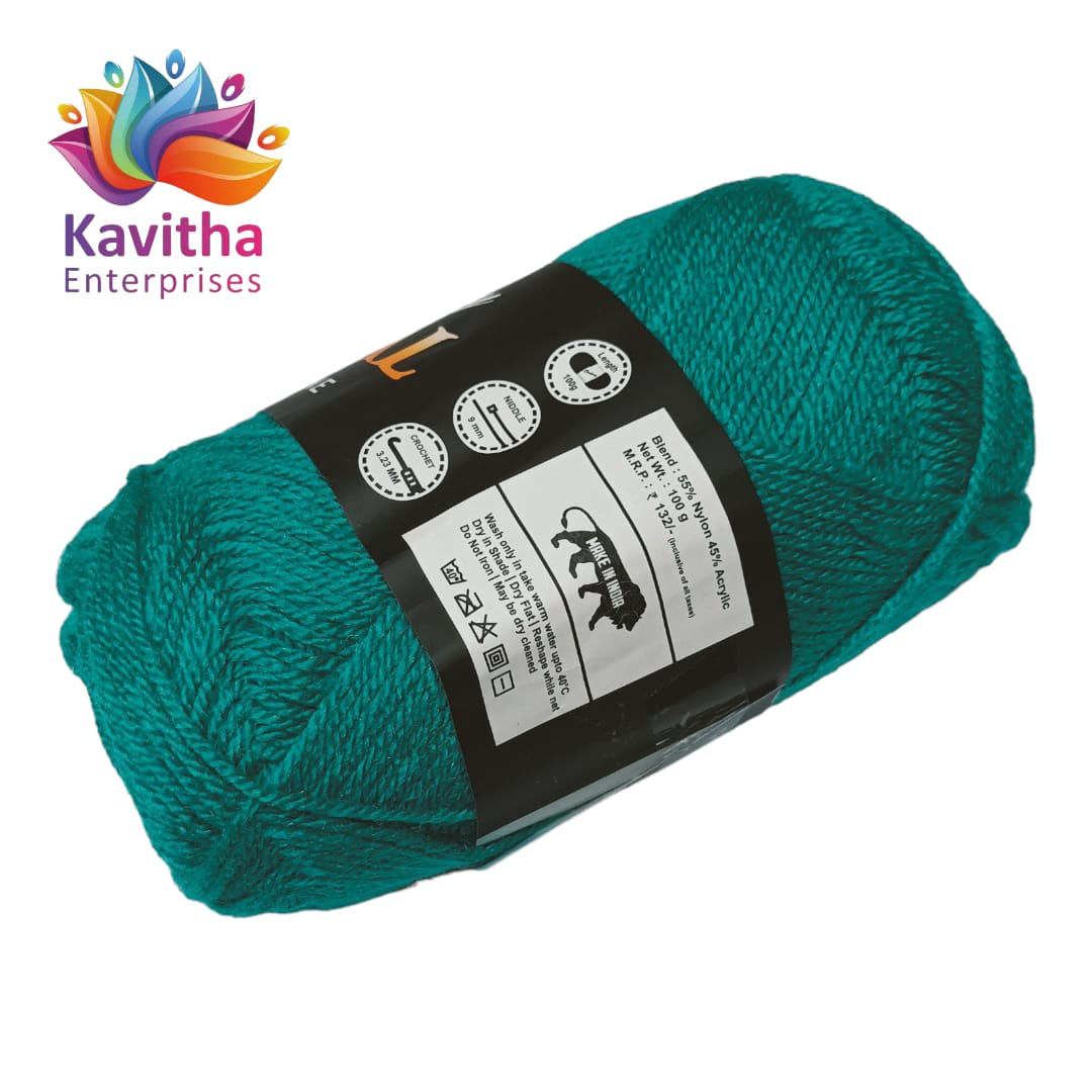 Oswal Micro Shine Wool Yarn – 100gms Rama Green Colour