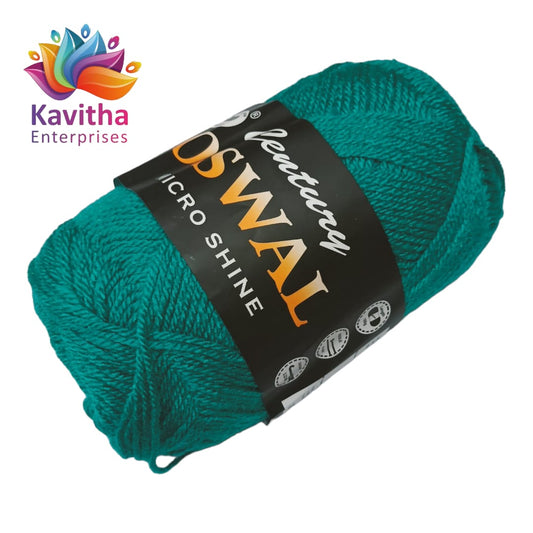 Oswal Micro Shine Wool Yarn – 100gms Rama Green Colour