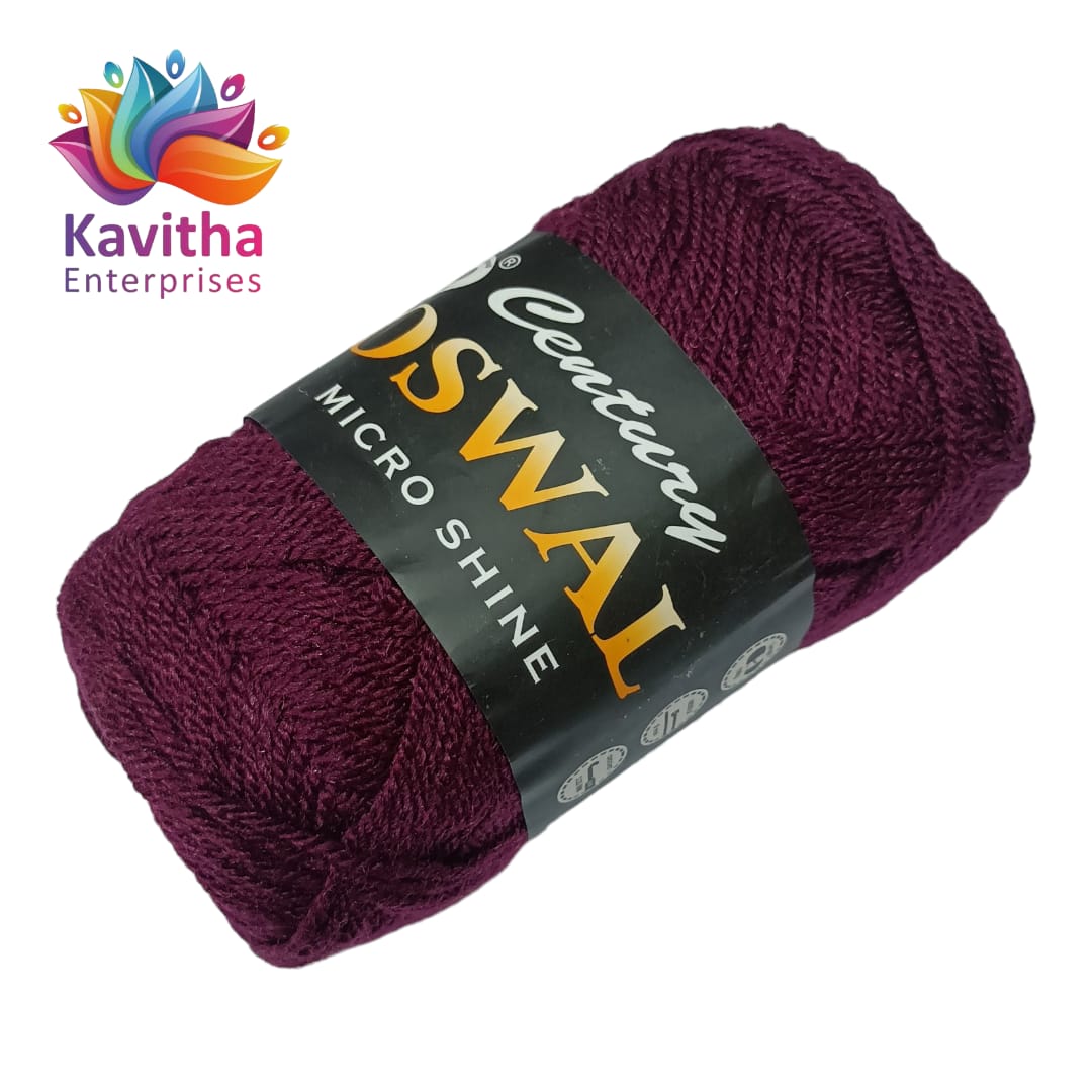 Oswal Micro Shine Wool Yarn – 100gms Dark Purple Colour