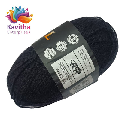 Oswal Micro Shine Wool Yarn – 100gms Black Colour