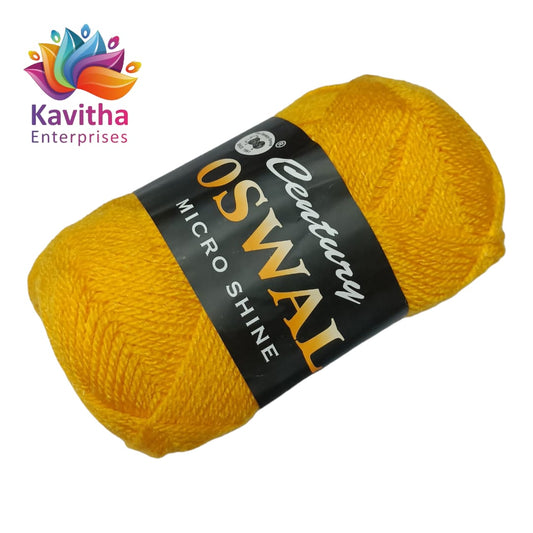 Oswal Micro Shine Wool Yarn – 100gms Yellow Colour