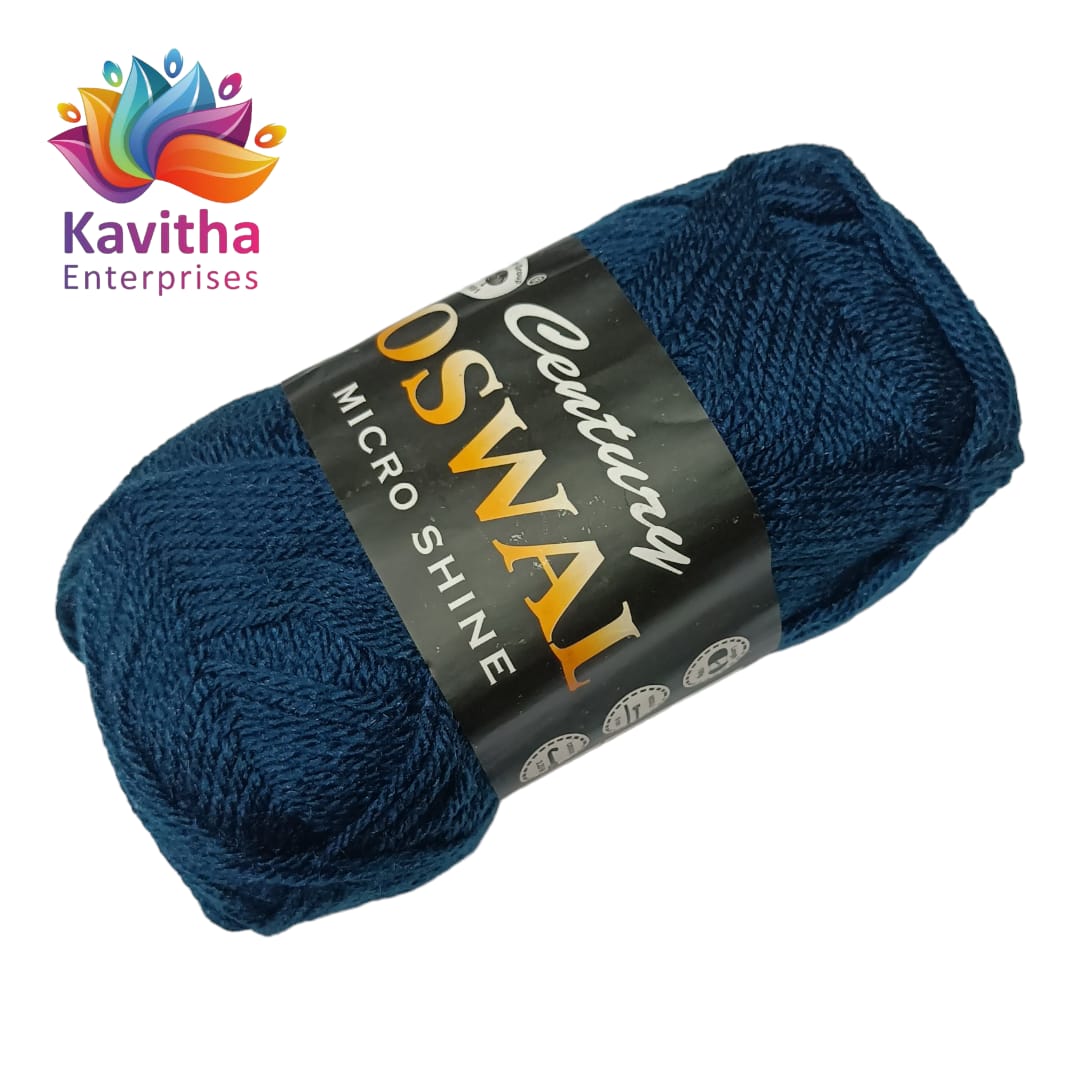 Oswal Micro Shine Wool Yarn – 100gms Blue Colour