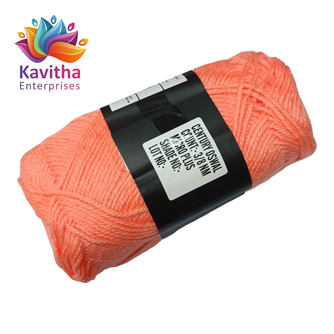 Oswal Micro Shine Wool Yarn – 100gms Dark Peach Colour