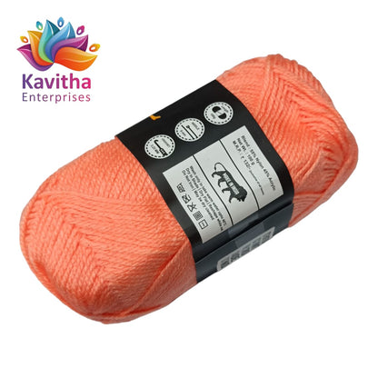 Oswal Micro Shine Wool Yarn – 100gms Dark Peach Colour