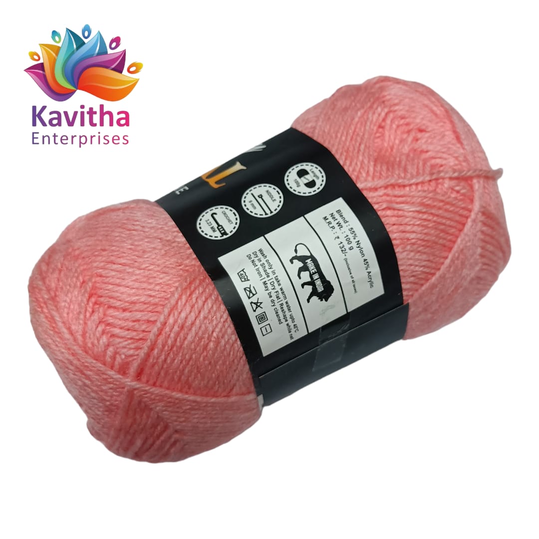 Oswal Micro Shine Wool Yarn – 100gms Light Pink Colour