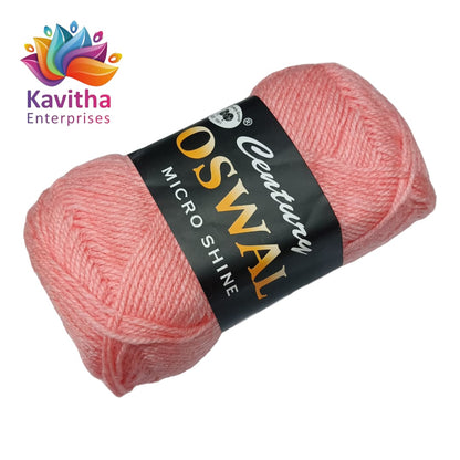 Oswal Micro Shine Wool Yarn – 100gms Light Pink Colour