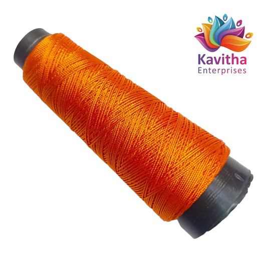 Kamal Kahdi Crochet Cone Threads, Orange Color, Pack of 1 Cones