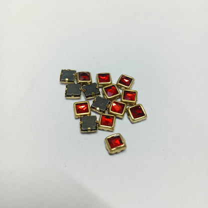 Glass Fitting Colour Kundan Stones for Embroidery, Craft and Jewellery Making (4 X 4 Squre Shape) 12 Colour Each  10 Gram