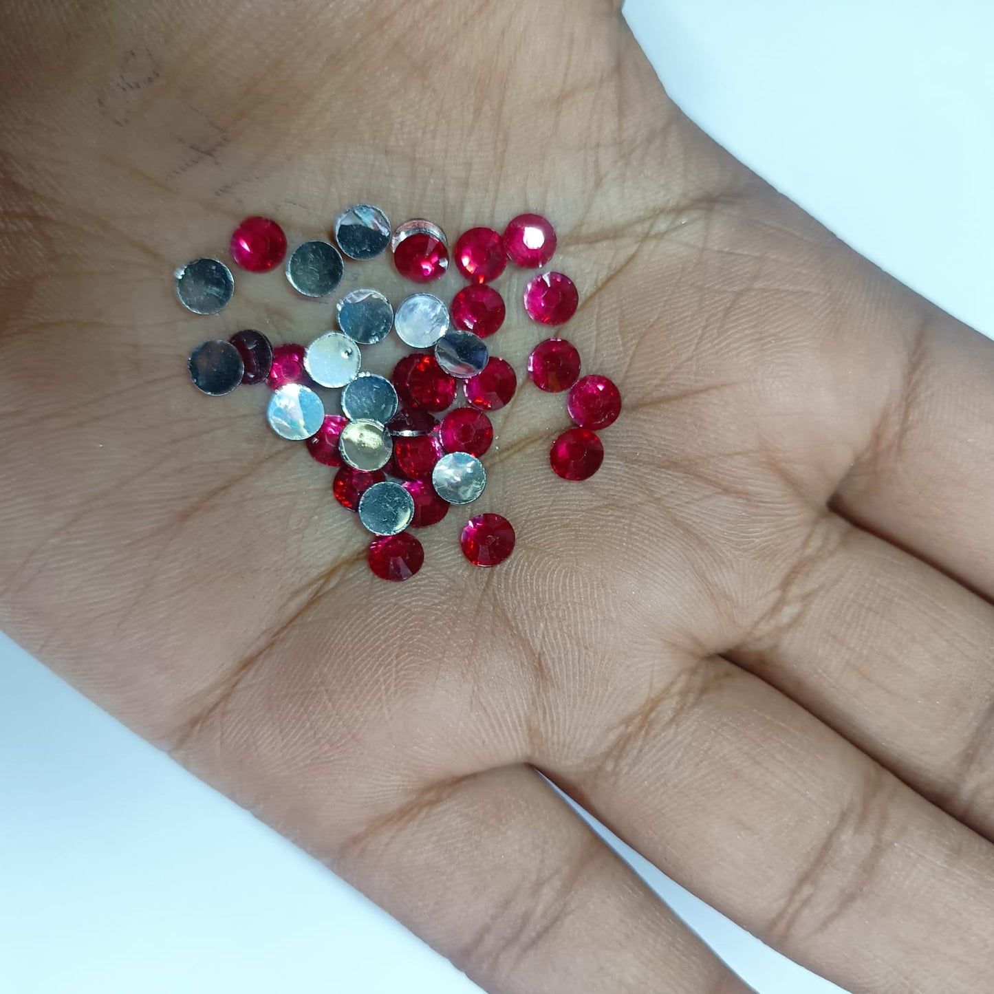 Kundan Stones for Aari Work/Embroidery and Jewellery Making - Round Shape, 5mm, Multiple Colors (Red, Green, Pink, Gold, Maroon, Purple, Multi, Light Pink, Parrot Green, Ink Blue, Sky Blue, Orange) - Available in 10gm and 50gm Quantities