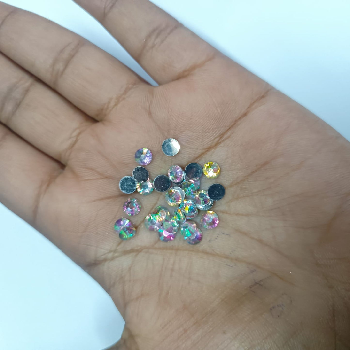 Kundan Stones for Aari Work/Embroidery and Jewellery Making - Round Shape, 5mm, Multiple Colors (Red, Green, Pink, Gold, Maroon, Purple, Multi, Light Pink, Parrot Green, Ink Blue, Sky Blue, Orange) - Available in 10gm and 50gm Quantities