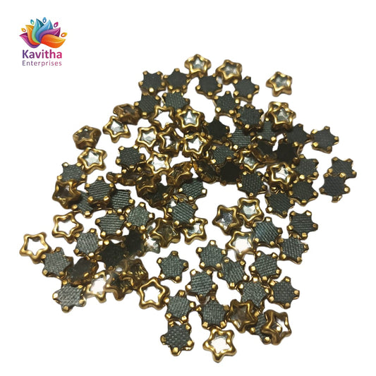 White Star-Shaped Kundan Stones for Silk Thread Jewelry, Aari Work, Embroidery, and Craft - Available in 20g, 50g, and 100g Packs