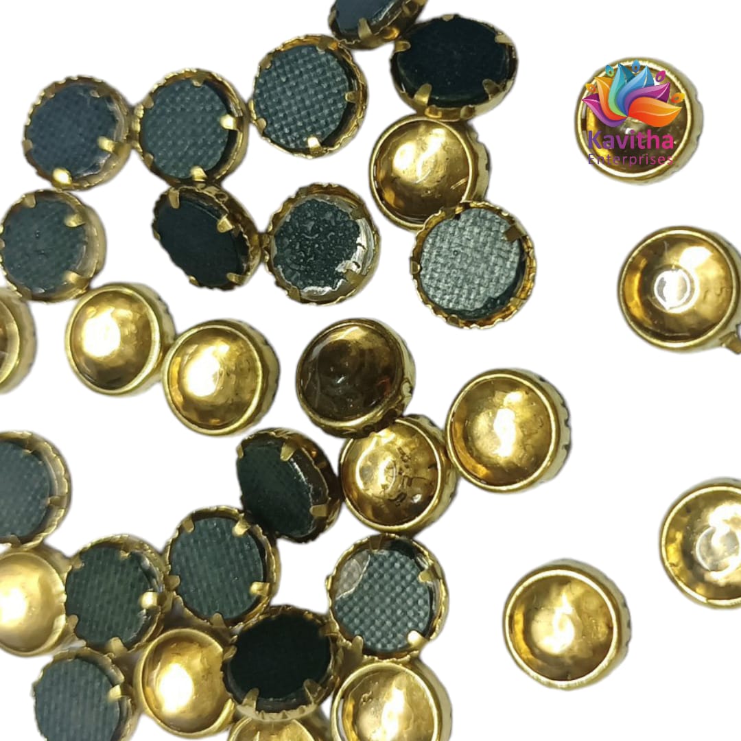 Gold Round Shape Fitting Kundan Stones for Silk Thread Jewelry, Aari Work, Embroidery, Craft - Sizes 3MM, 4MM, 5MM, 6MM