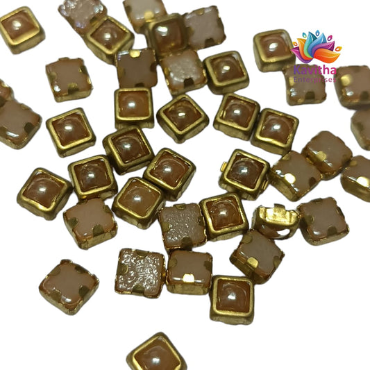 Square Ceramic Kundan Beads for Aari Work & Jewelry Making – 4x4mm, 20g/50g/100g Packs