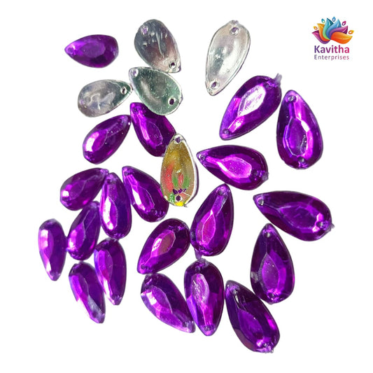 Kundan Thilak Stones with Hole – 16x9mm, Assorted Colors, 10g/50g Packs