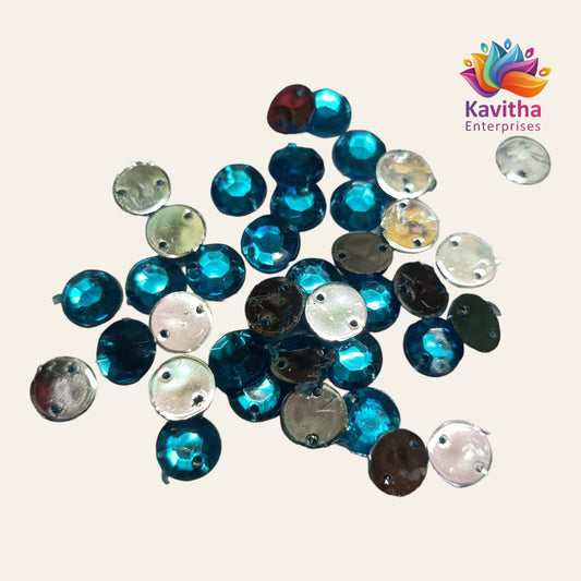 Round Kundan Stones  with Hole – 8mm, Multi-Color (Pink, Red, Green, Light Green, Ink Blue, Light Blue, Orange, Gold, Ramagreen, Purple, White) – 10g/50g