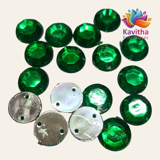 Round Kundan Stones with Hole – 10mm, Assorted Colors, 10g/50g Packs