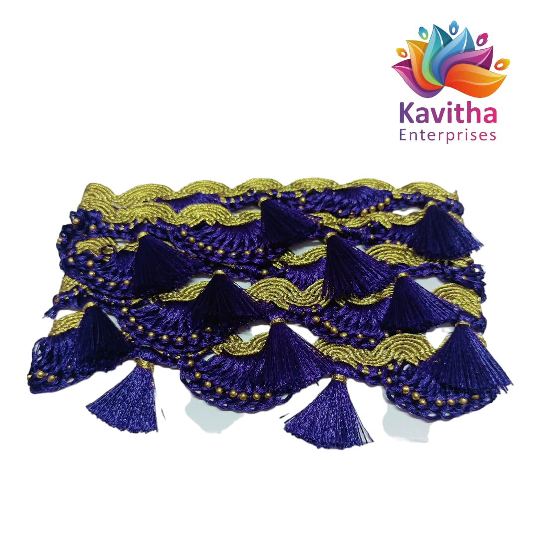 Ready-Made Saree Kuchu/Tassels - Border Designs (1.25 m) - Available in 20 Colors