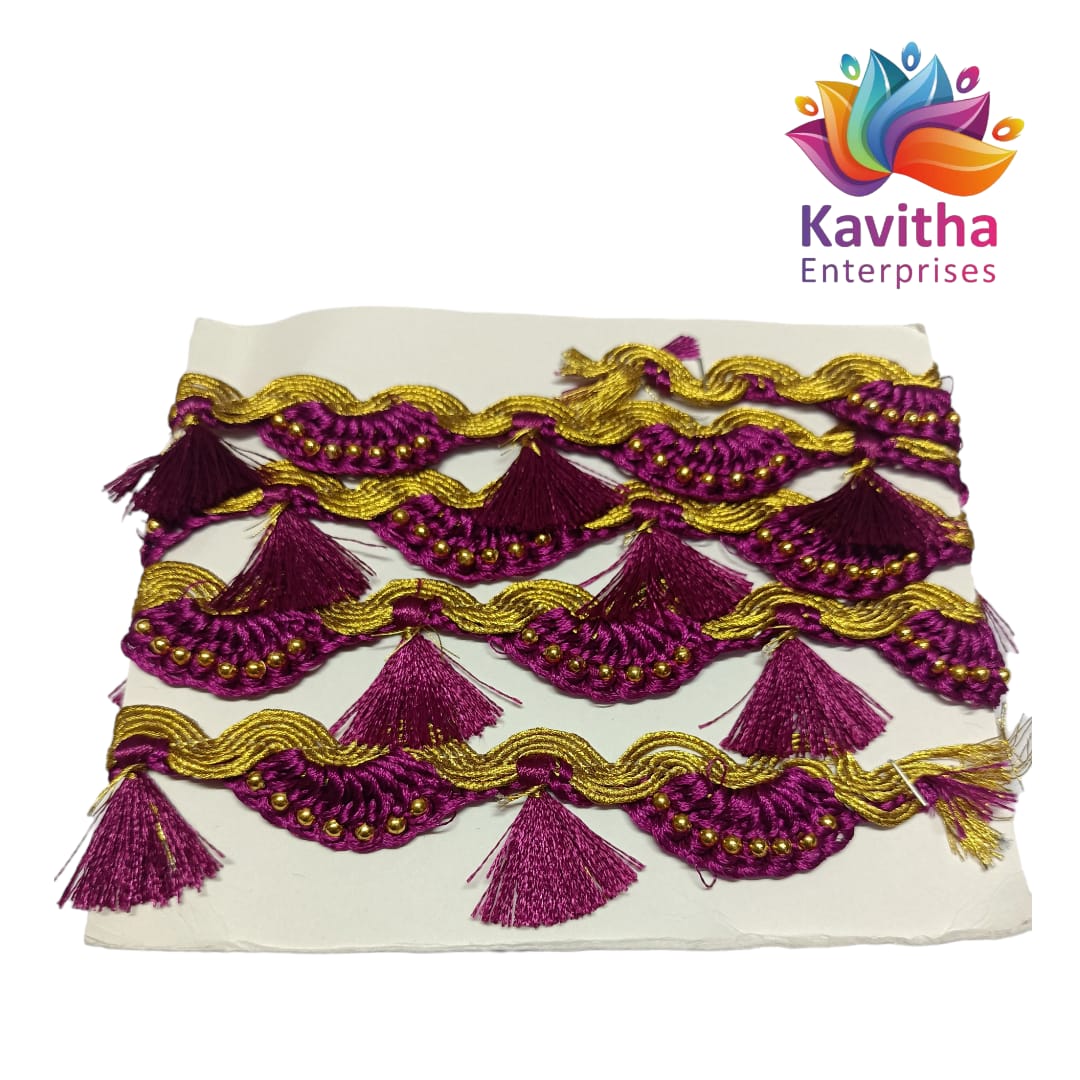 Ready-Made Saree Kuchu/Tassels - Border Designs (1.25 m) - Available in 20 Colors