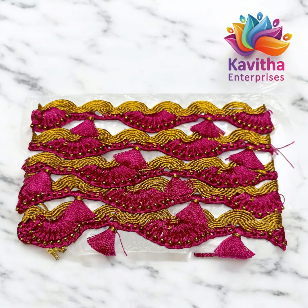 Ready-Made Saree Kuchu/Tassels - Border Designs (1.25 m) - Available in 20 Colors