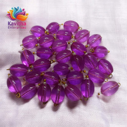 Oval Shape Glass Hanging Beads 10mm, for Blouse Design, Jewellery Making, Embroidery, and Dress Decoration - Pack of 100 Pcs (30+ Colors Available)