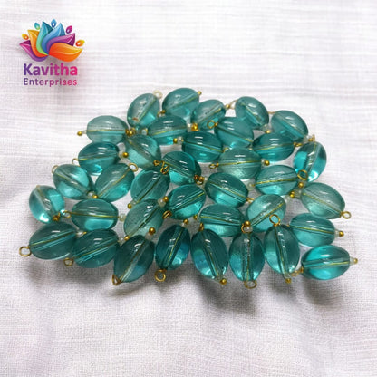 Oval Shape Glass Hanging Beads 10mm, for Blouse Design, Jewellery Making, Embroidery, and Dress Decoration - Pack of 100 Pcs (30+ Colors Available)
