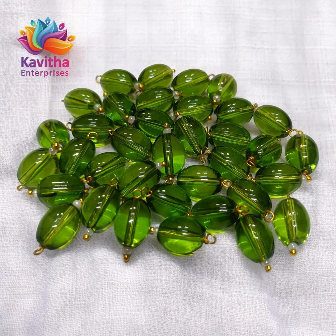 Oval Shape Glass Hanging Beads 10mm, for Blouse Design, Jewellery Making, Embroidery, and Dress Decoration - Pack of 100 Pcs (30+ Colors Available)