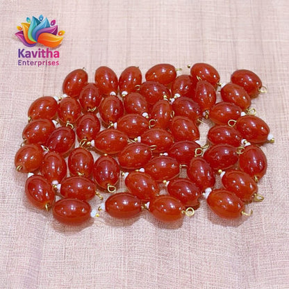 Oval Shape Glass Hanging Beads 10mm, for Blouse Design, Jewellery Making, Embroidery, and Dress Decoration - Pack of 100 Pcs (30+ Colors Available)