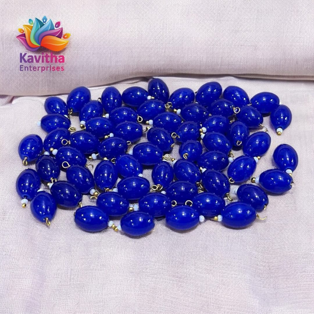 Oval Shape Glass Hanging Beads 10mm, for Blouse Design, Jewellery Making, Embroidery, and Dress Decoration - Pack of 100 Pcs (30+ Colors Available)