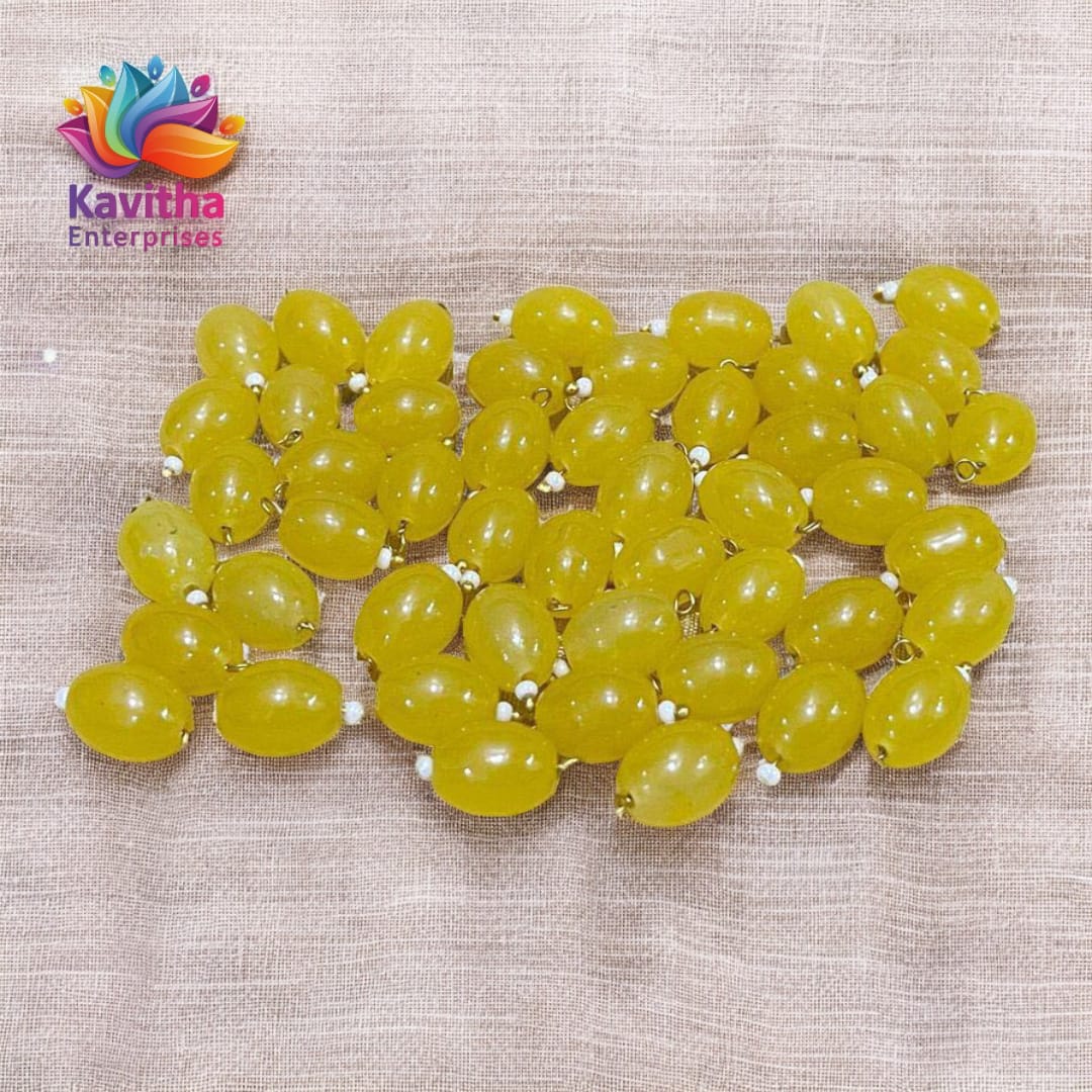 Oval Shape Glass Hanging Beads 10mm, for Blouse Design, Jewellery Making, Embroidery, and Dress Decoration - Pack of 100 Pcs (30+ Colors Available)