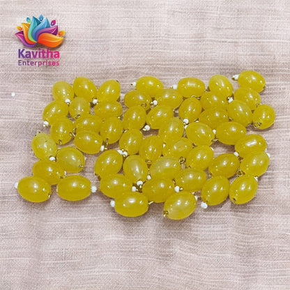 Oval Shape Glass Hanging Beads 10mm, for Blouse Design, Jewellery Making, Embroidery, and Dress Decoration - Pack of 100 Pcs (30+ Colors Available)