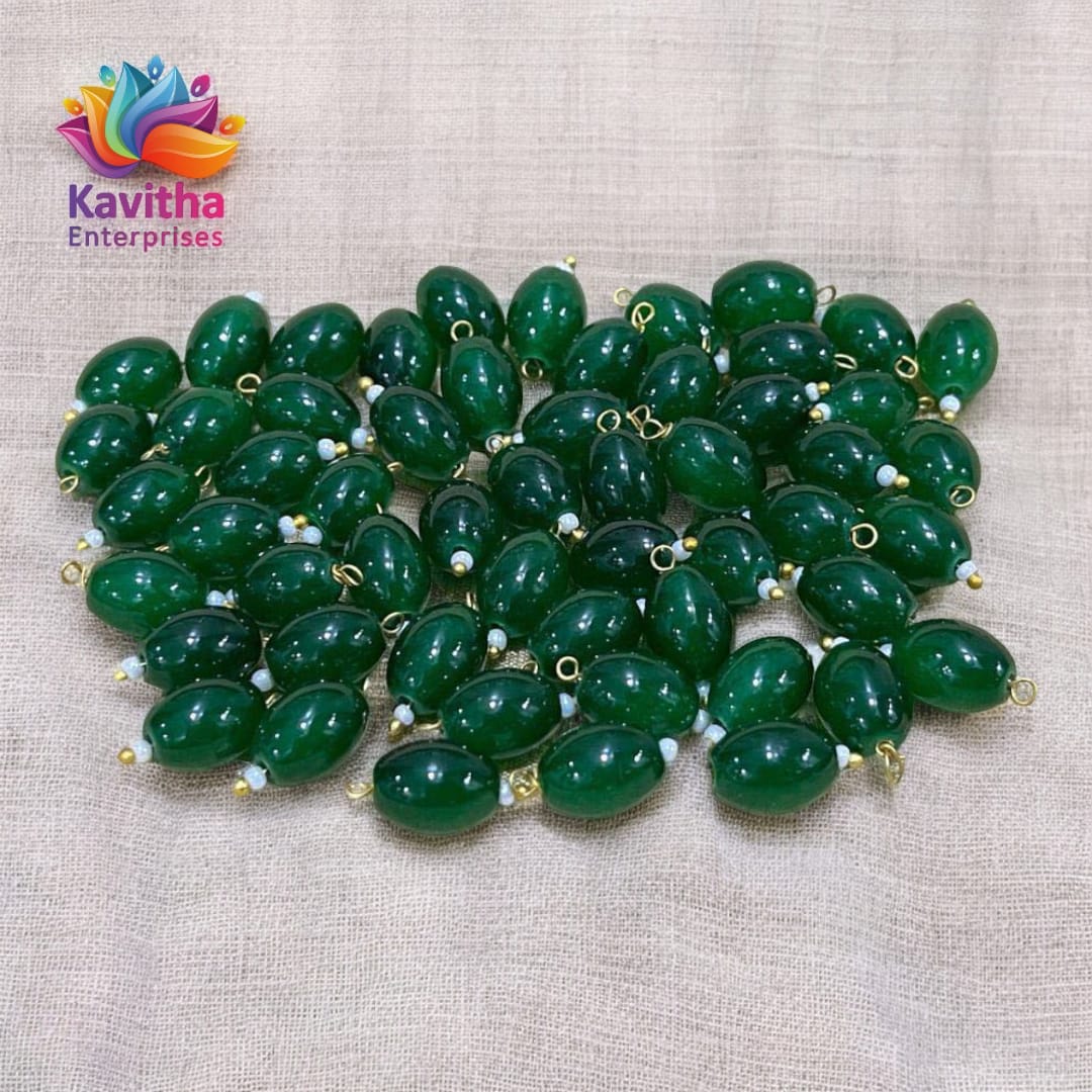 Oval Shape Glass Hanging Beads 10mm, for Blouse Design, Jewellery Making, Embroidery, and Dress Decoration - Pack of 100 Pcs (30+ Colors Available)