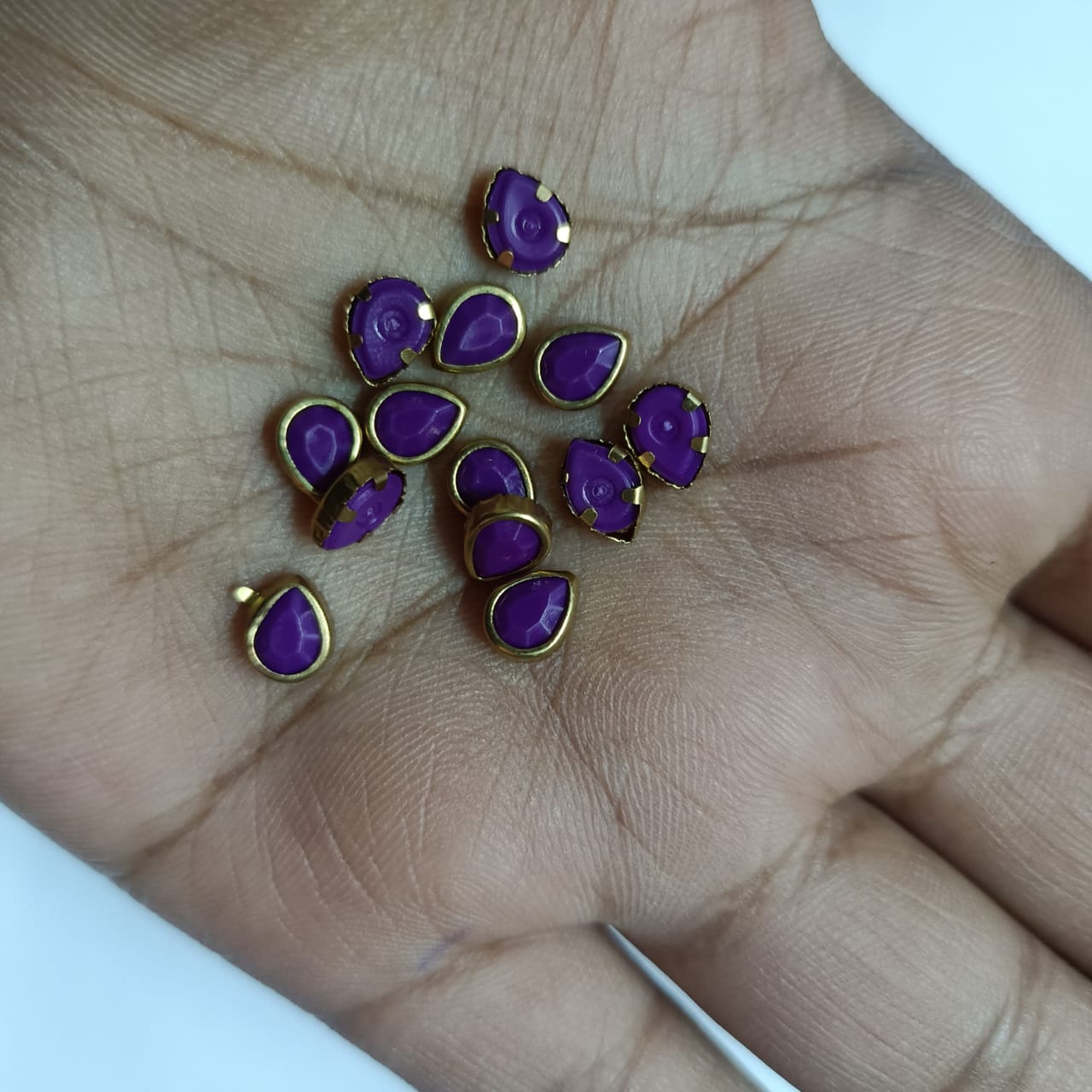 20g Pack of Tilak Shape Stones for Aari Embroidery and Jewelry Making – Available in Red, Green, Pink, Yellow, Purple, Blue, and More