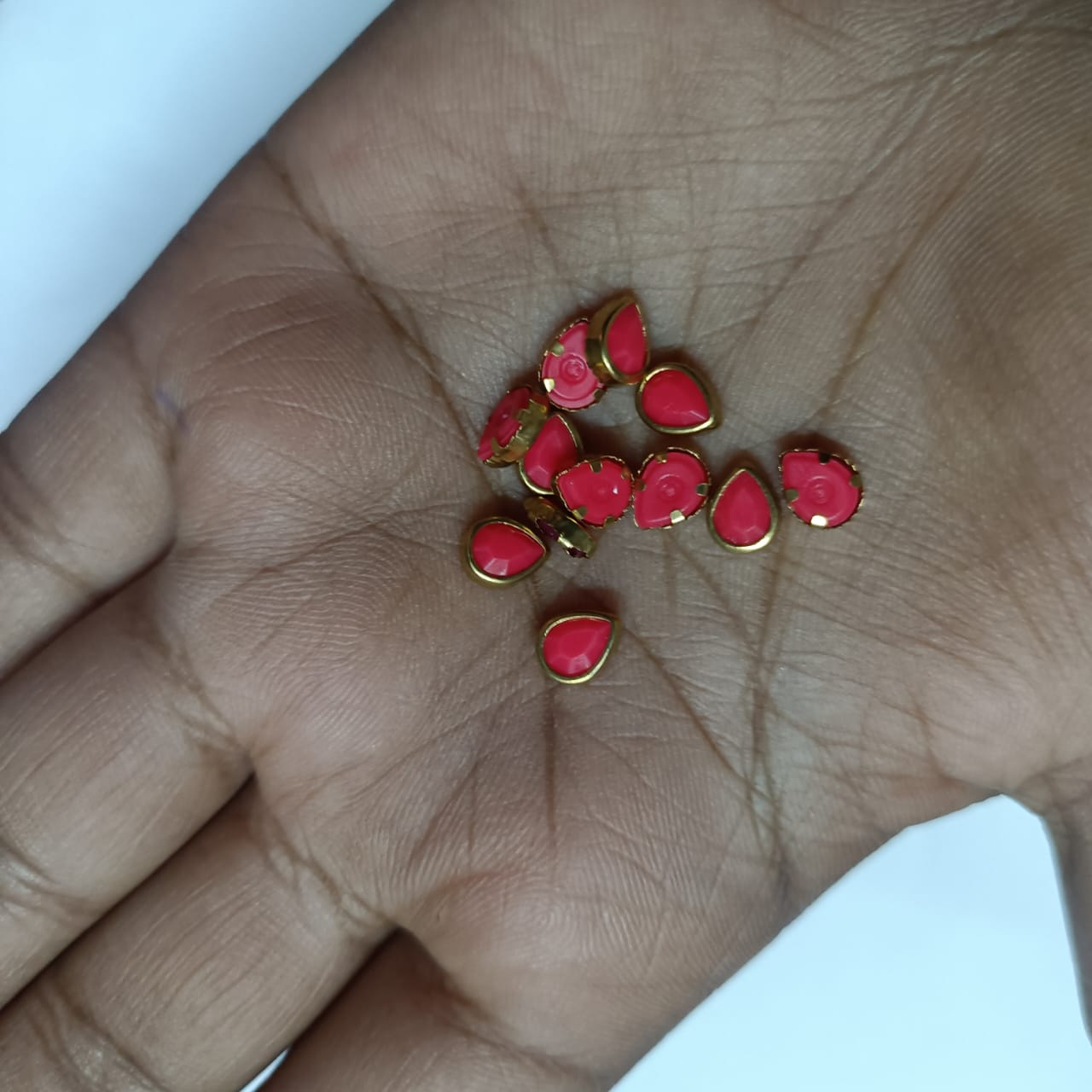 20g Pack of Tilak Shape Stones for Aari Embroidery and Jewelry Making – Available in Red, Green, Pink, Yellow, Purple, Blue, and More