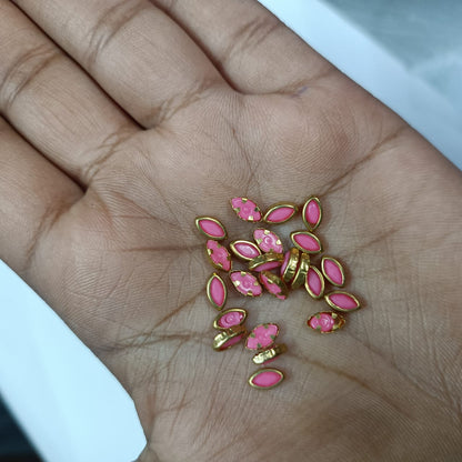 Vibrant Eye-Shaped Clip Stones for Aari Embroidery & Jewelry Making - 20g Pack (Red, Green, Pink, Yellow, Purple, Blue)