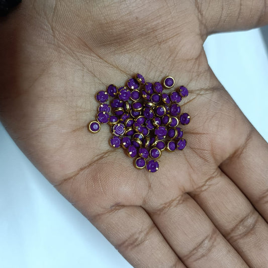 20g Pack of Round Clip Stones for Aari Embroidery and Jewelry Making - Available in Red, Green, Pink, Yellow, Purple, Blue, and More